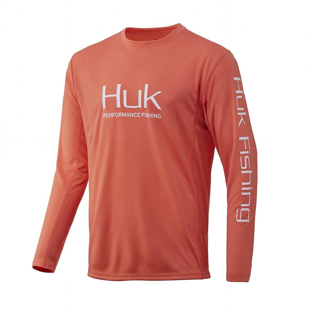 Huk Icon X Youth Large White Long Sleeve Performance Fishing Shirt 