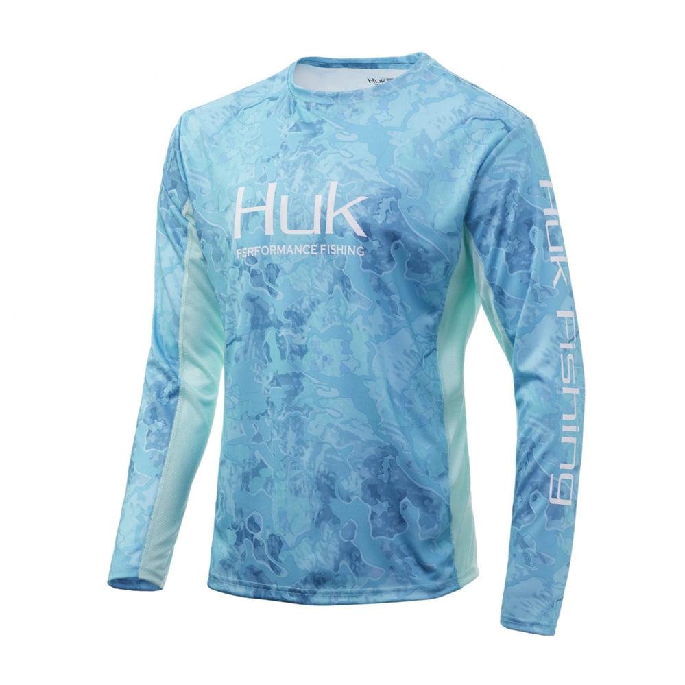 Huk Youth Icon X Refraction Hunt Club Camo Large Long Sleeve Fishing Shirt  