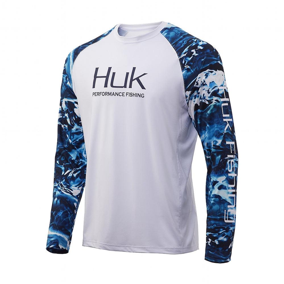 HUK Men's Current Camo Double Header Vented Long Sleeve Shirt | Long Sleeve  Performance Fishing Shirt with +30 UPF Sun Protection Long Sleeve (Pack of