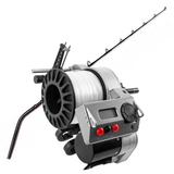 LINDGREN-PITMAN SV-1200 Variable Speed Electric Reel and CHAOS SW 80-100 6FT Blackout Rod Combo