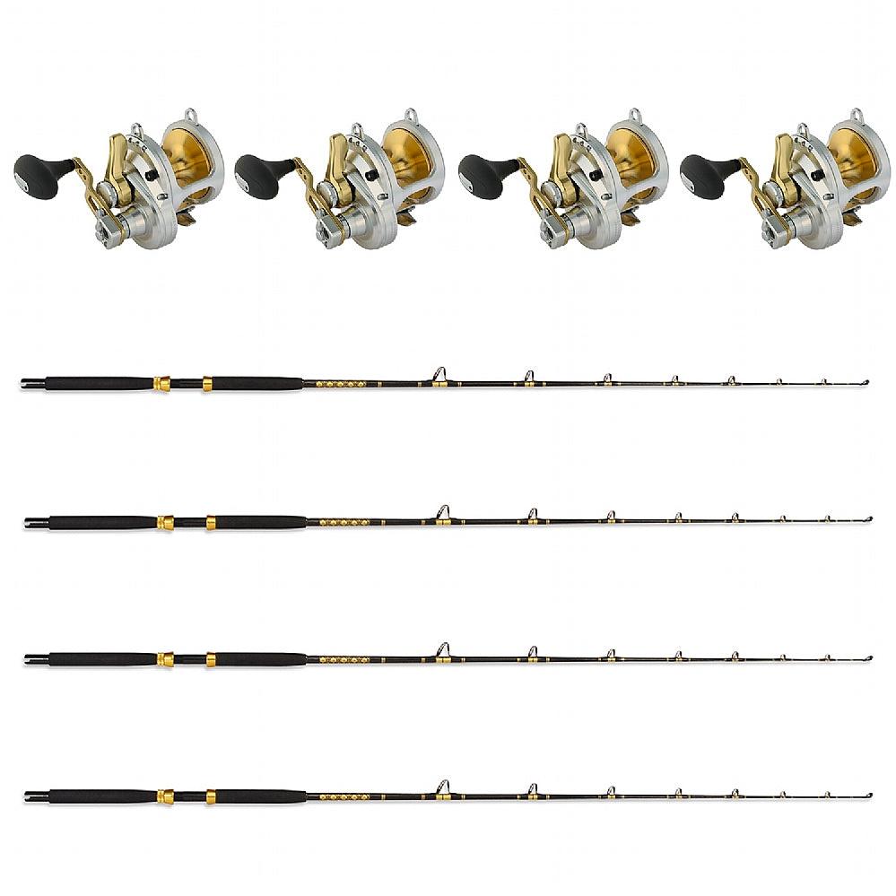 4 CHAOS KC 15-30 7FT Live Bait Rods and 4 Shimano TALICA 16 LD Reel Combo