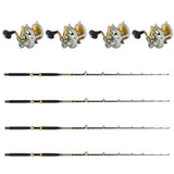 4 CHAOS KC 15-30 7FT Live Bait Rods and 4 Shimano TALICA 16 LD Reel Combo