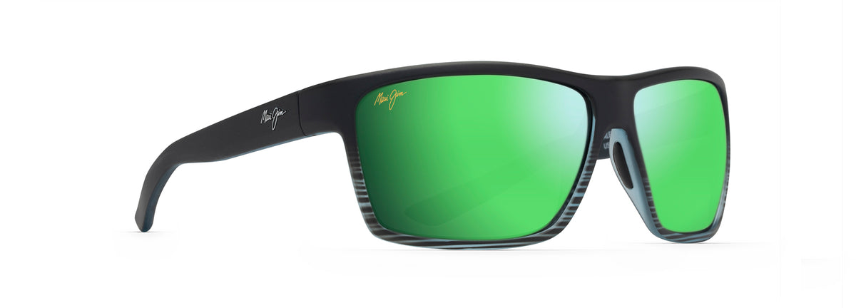 MAUI JIM MYMAUI Alenuihaha Sunglasses Black Stripe Brilliant | Green Mirror