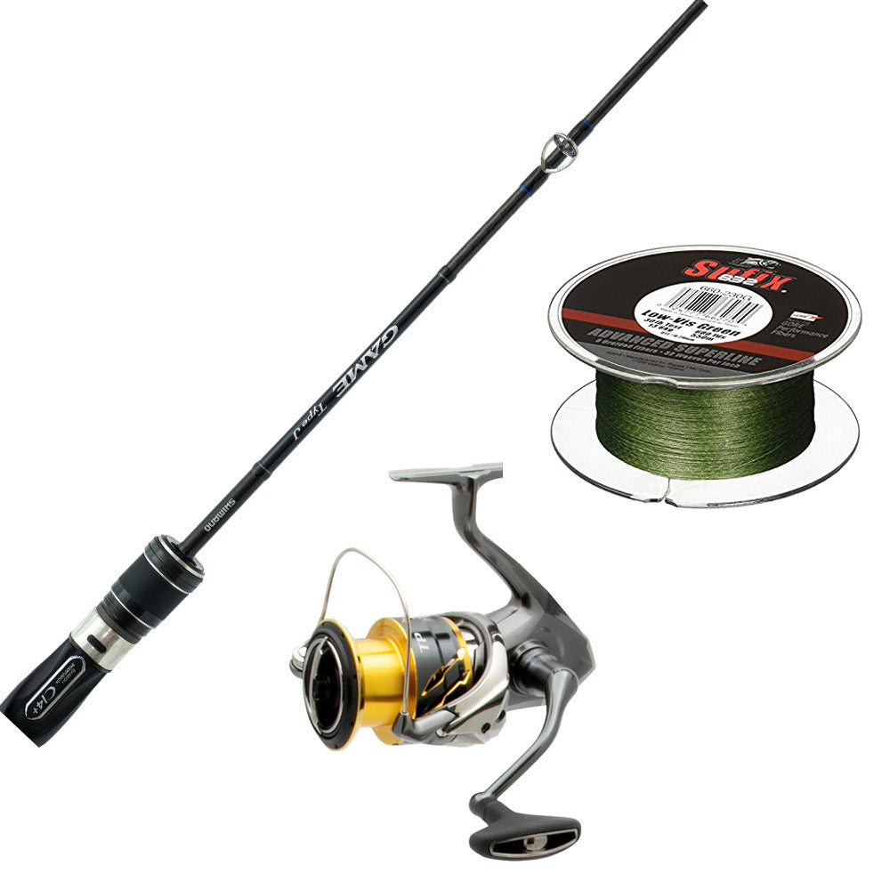Shimano Game Type J Spinning Rod ML 6FT4IN with SHIMANO TwinPower FD C5000XG and SUFIX 832 BRAID 600Y Combo
