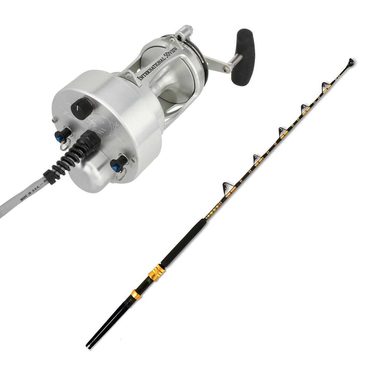 PENN International VI Hooker Electric 50 VISW Detachable Silver With Rodzilla 60-130  6&#39; 3PC Storabutt CHAOS Gold