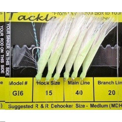 R&R Sabiki Goggle Eye Rig White Feathers with Flash