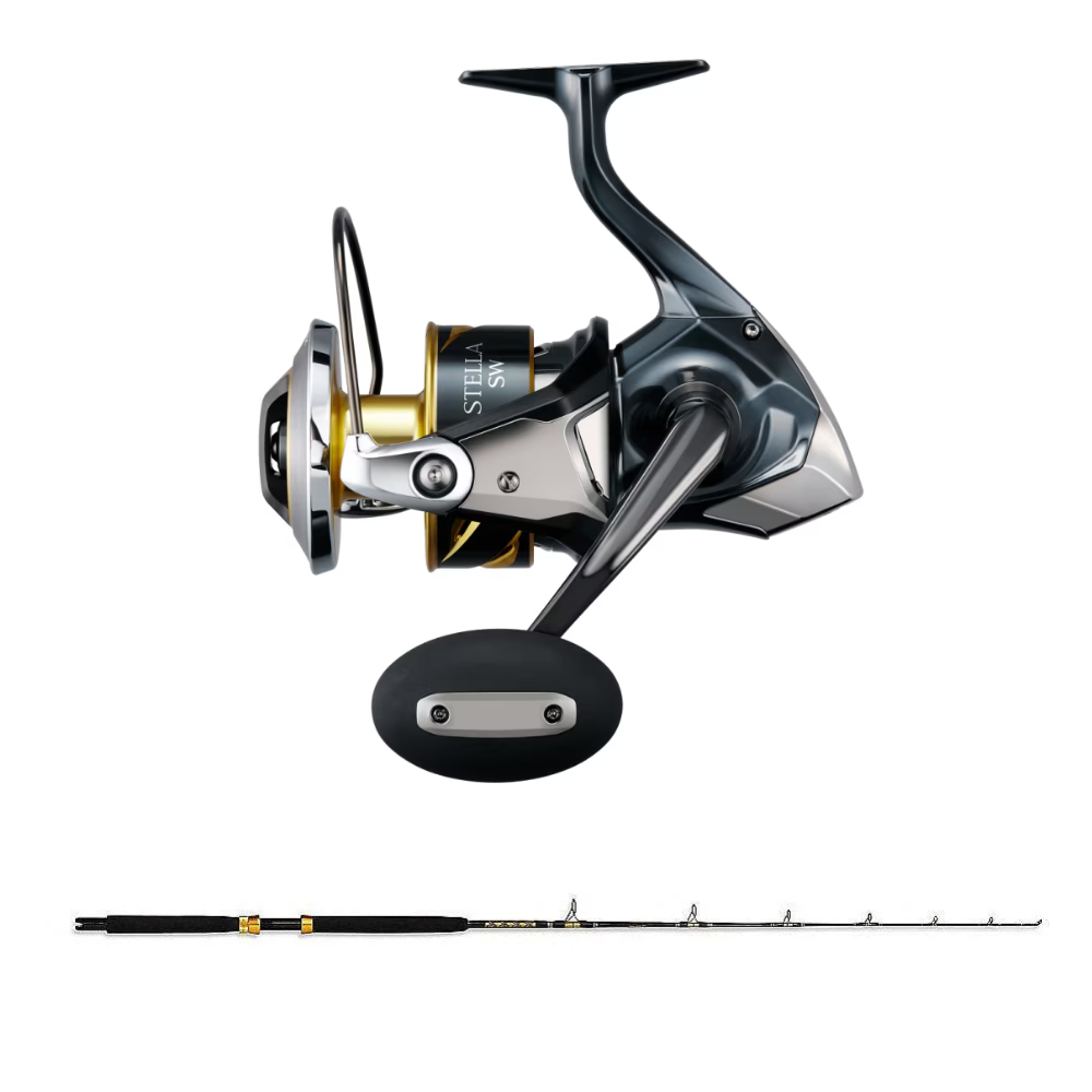 Shimano STELLA SW C 8000 PGC with CHAOS SPC 15-30 7FT Gold Rod
