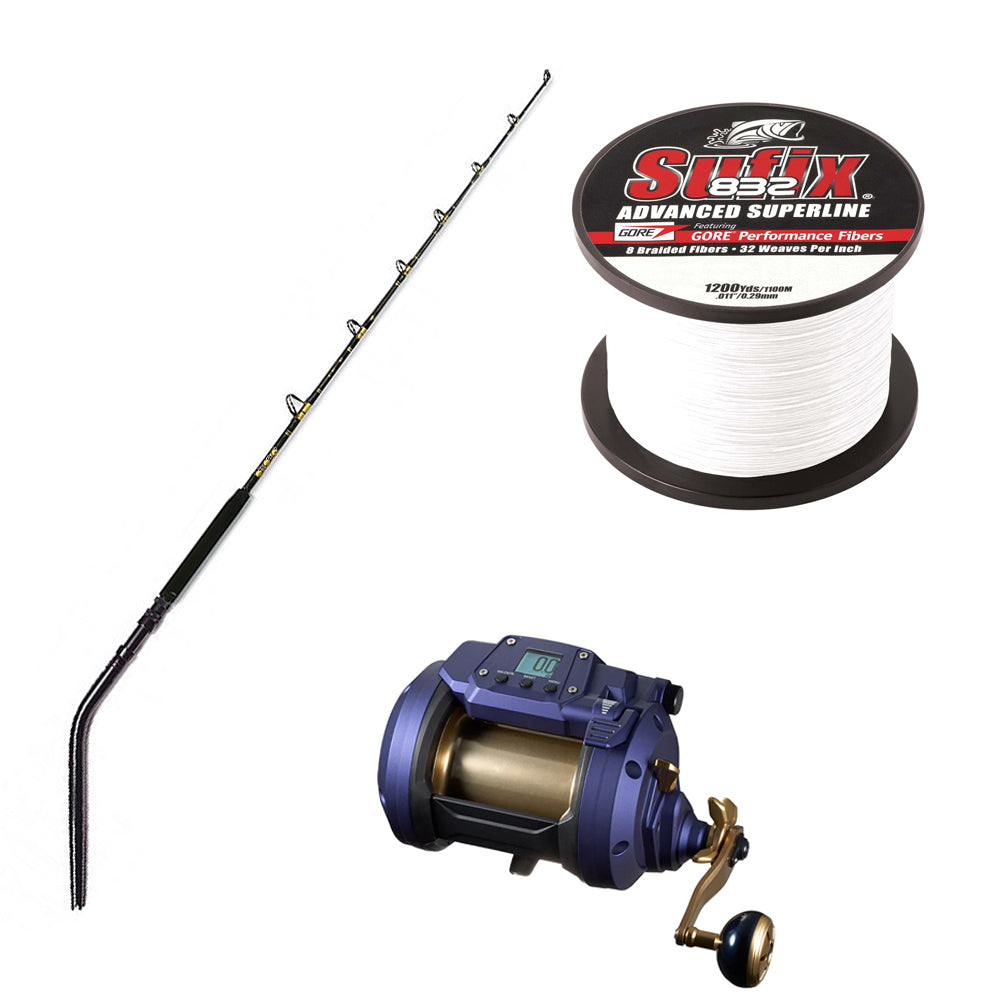 Buy Daiwa Seapower 1200 Spooled with 80# Sufix Braid Ghost and Get 40% off CHAOS SW 50-100 6FT Blackout Rod