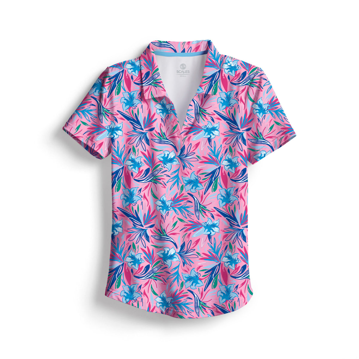 SCALES Wild Flowers Womens Short Sleeve Polo