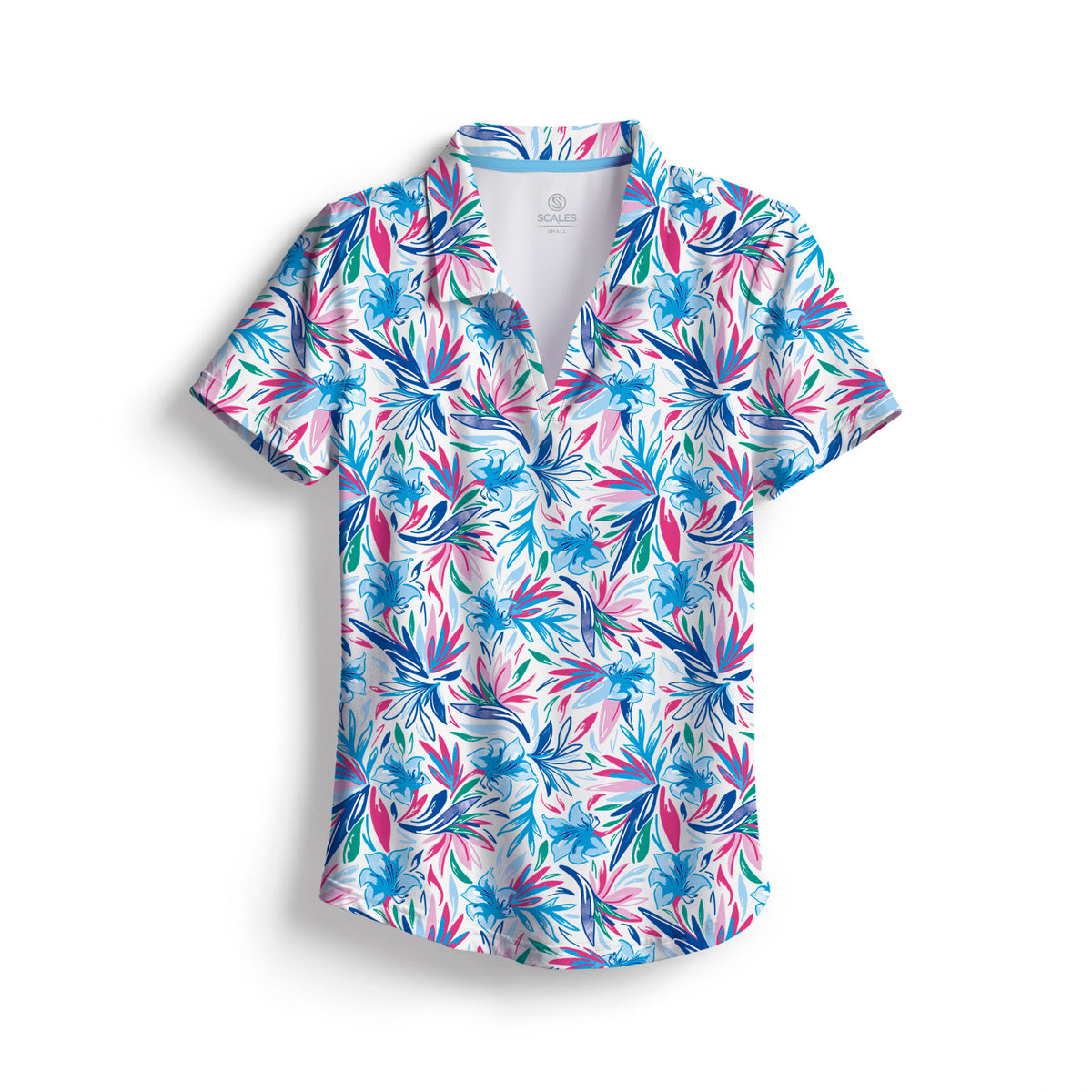 SCALES Wild Flowers Womens Short Sleeve Polo