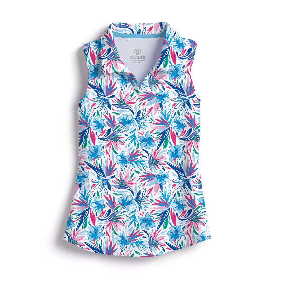 SCALES Wild Flowers Womens Sleeveless Polo