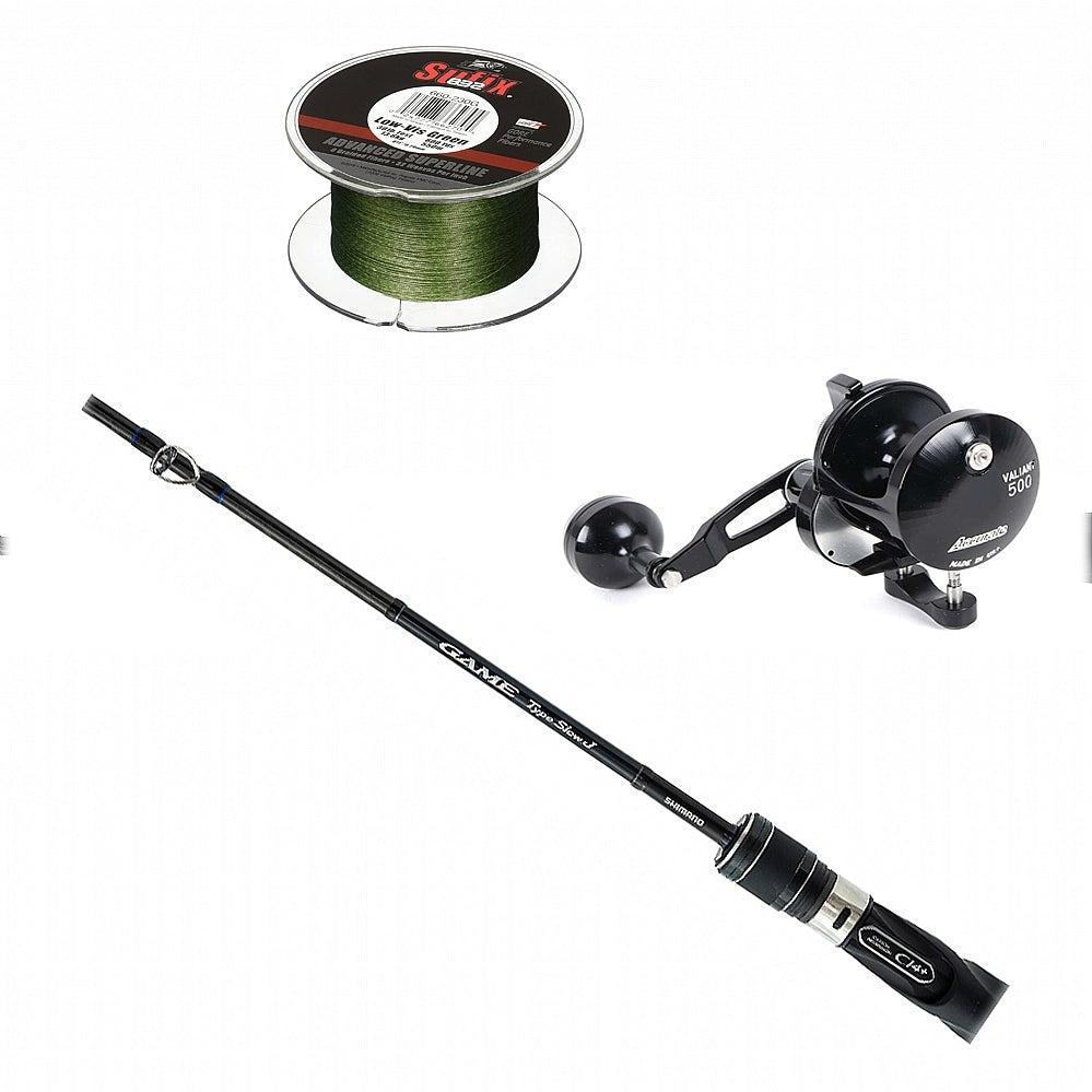 Shimano Game Type Slow J H 6FT6IN and Conventional Reel with SUFIX 832 BRAID 600 Yds Combo