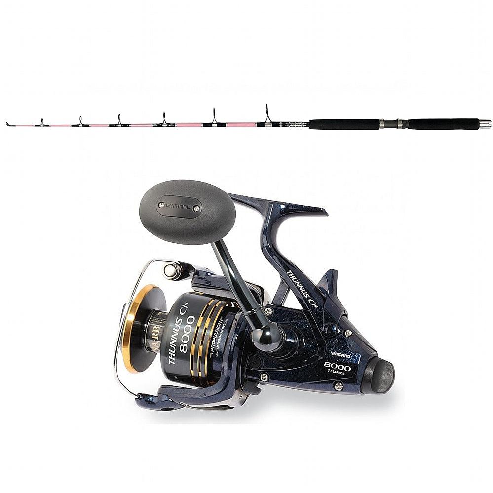 Shimano THUNNUS 8000 CI4 SW SPIN with SPC 10-25 7&#39; CHAOS Silver and Pink Combo