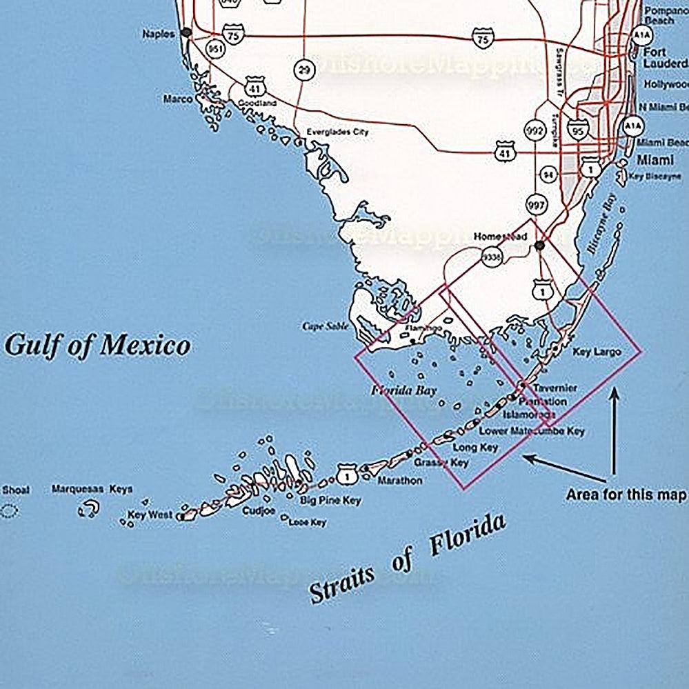 Top Spot Fishing Map N207, Florida Bay - Upper Keys Area