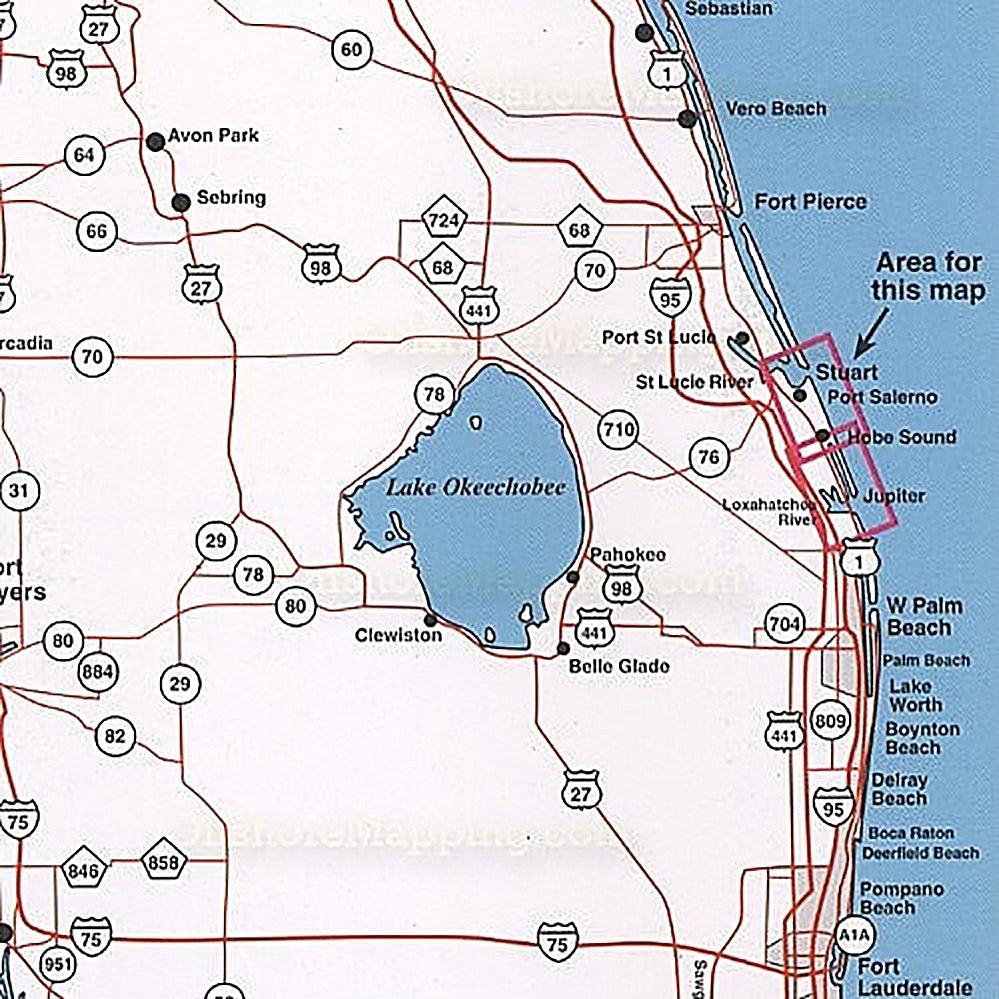 Top Spot Fishing Map N214, Jupiter to Stuart Area