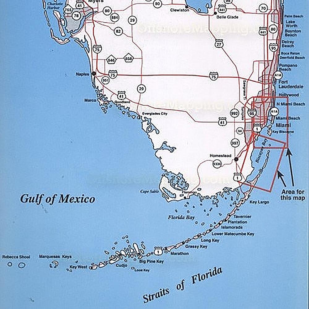 Top Spot N211 Map- Miami Area Biscayne Bay To Barnes Sound