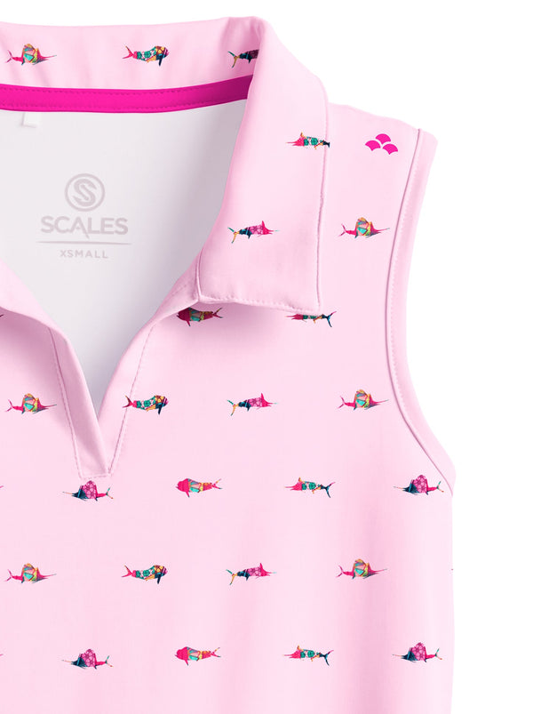 SCALES Trippy Fish Womens Sleeveless Polo CHAOS Fishing