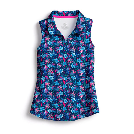 SCALES Wild Flowers Sleeveless Womens Polo