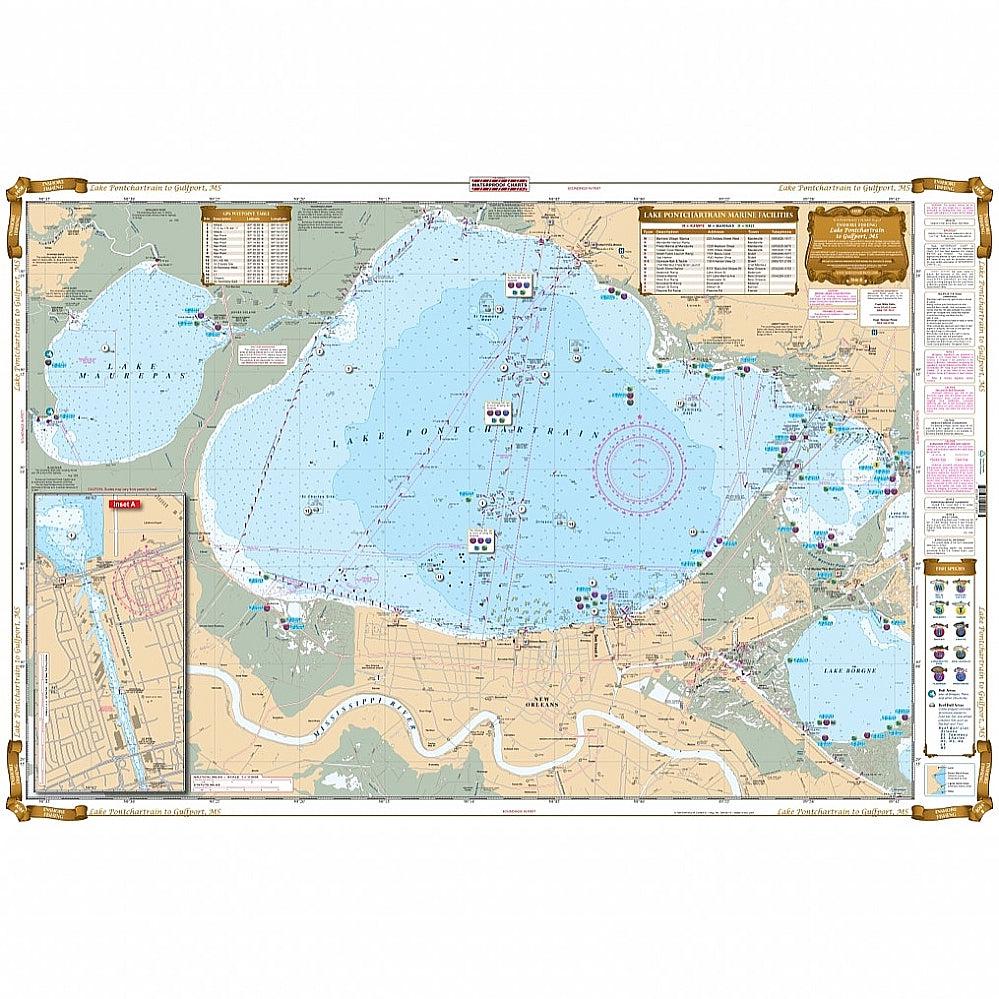 Waterproof Charts 140F Lake Ponchartrain to Gulf, MS Fishing