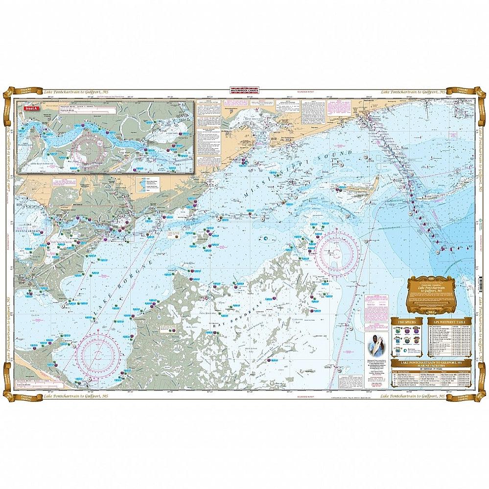 Waterproof Charts 140F Lake Ponchartrain to Gulf, MS Fishing