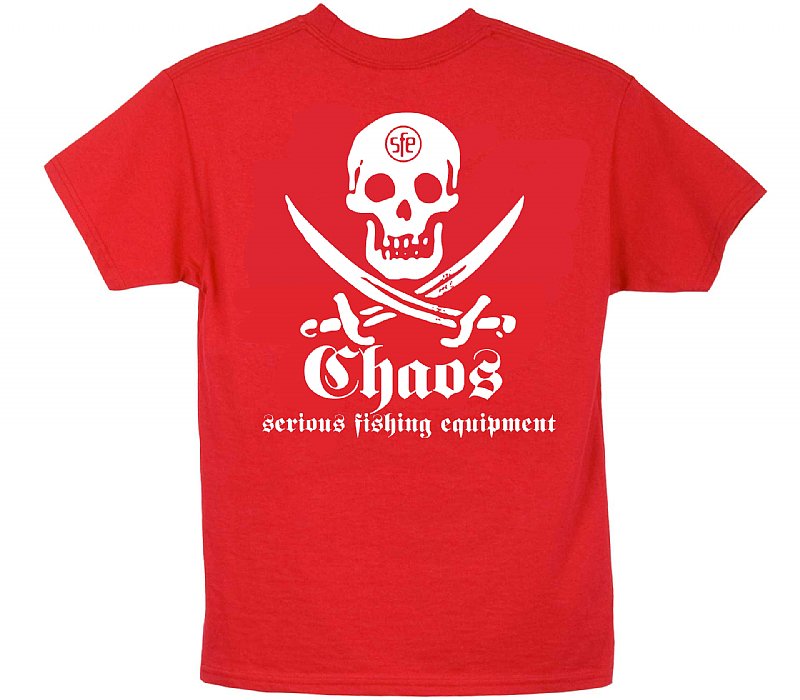 Chaos Youth Short Sleeve Pirate T-Shirt White Size Large | Cotton | Chaos Fishing