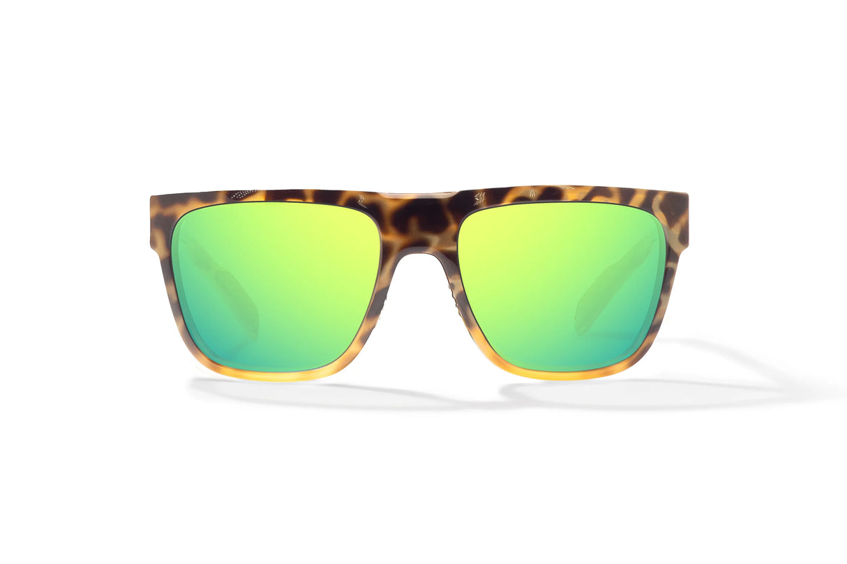 BAJIO Caballo XL Fit Sunglasses - Green Mirror PC Lens/ Brown Turtle Gloss Frame