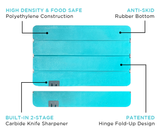 Toadfish Stowaway Folding Cutting Board with Built-in Knife Sharpner - Teal