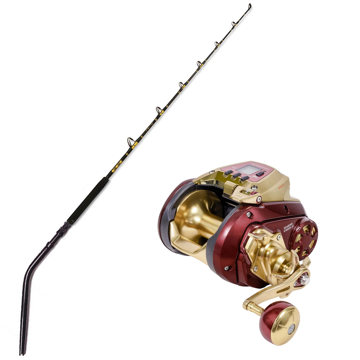 Daiwa Seaborg Dendoh Reel G1800M-RJ with CHAOS SW 80-100 6FT Full Curve Butt Rod Combo