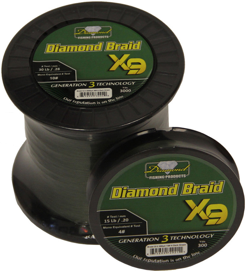 diamond braid generation iii x9 braided line green 10lb 3000yd