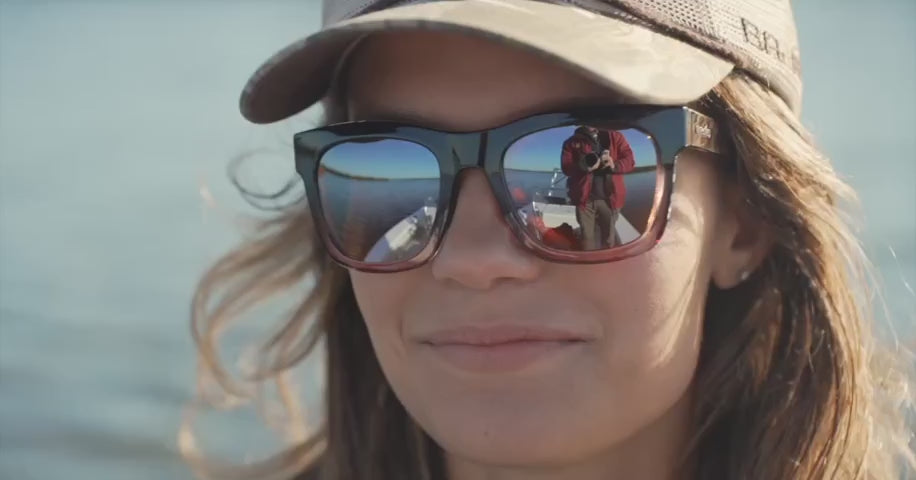 BAJIO Cometa Sunglasses |  Black-Pink Sky Gloss/ Gray Polycarbonate Lenses