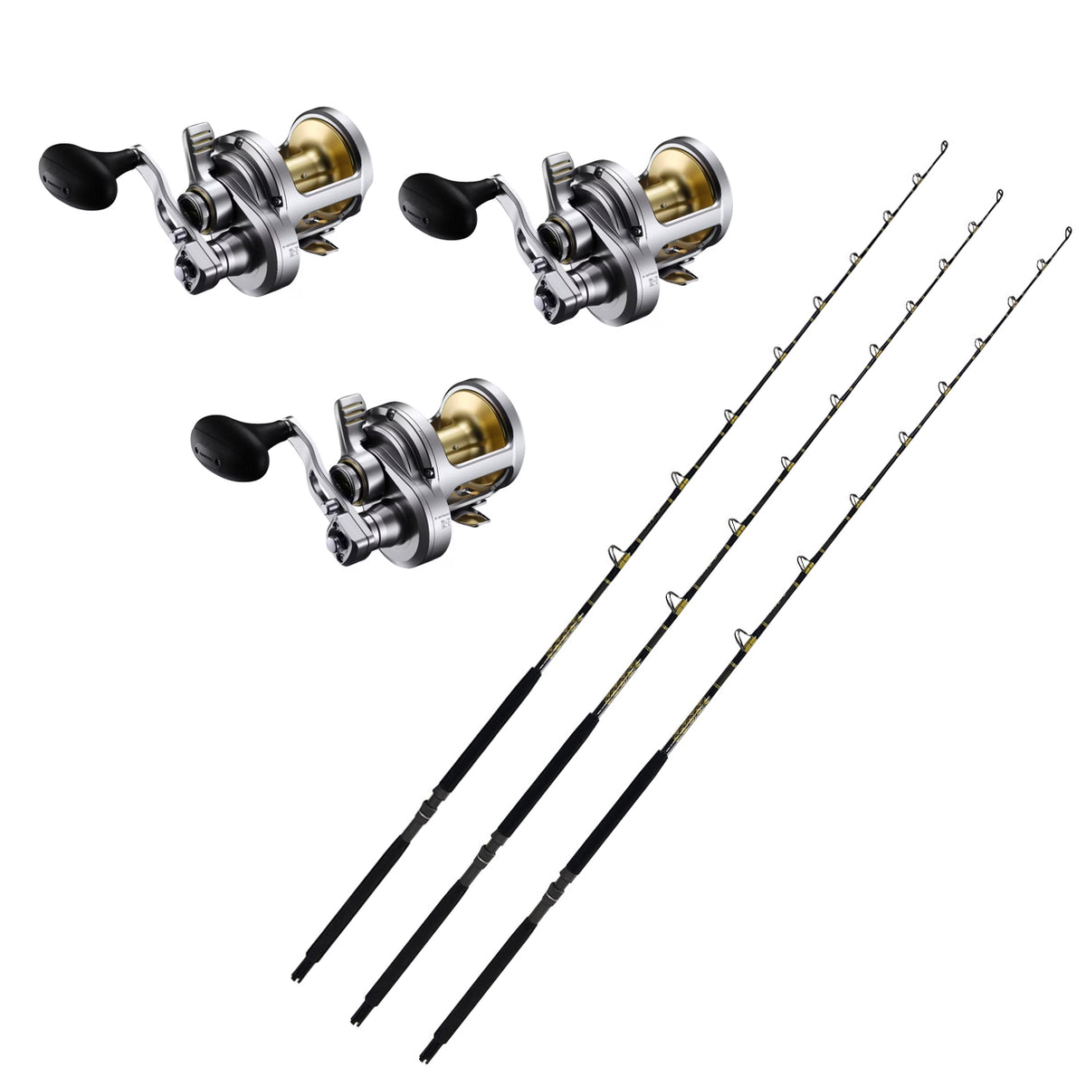 3 Shimano Talica 16IIA with 3 CHAOS KC 20-40 7FT Composite Gold Combo