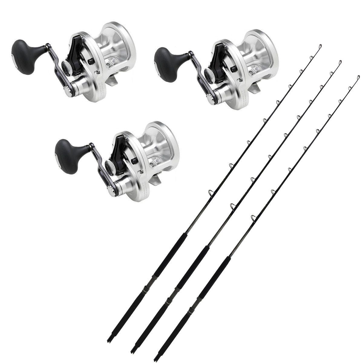 3 Shimano Talica 20BFC with 3 KC 20-40 7FT Composite CHAOS Blackout Combo