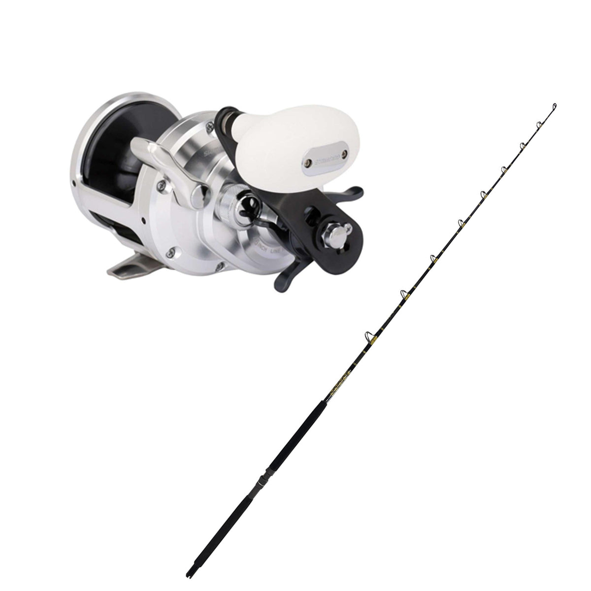 Shimano TRINIDAD 20A TROLLING REEL with KC 15-30 6&#39;6&quot; Composite CHAOS Gold Combo