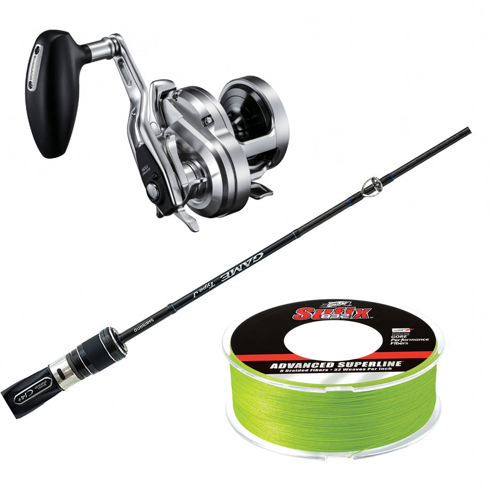 SHIMANO Game Type J 5FT6IN Heavy &amp; SHIMANO Ocea Jigger 4000 &amp; SUFIX 832 BRAID 600YDS Combo
