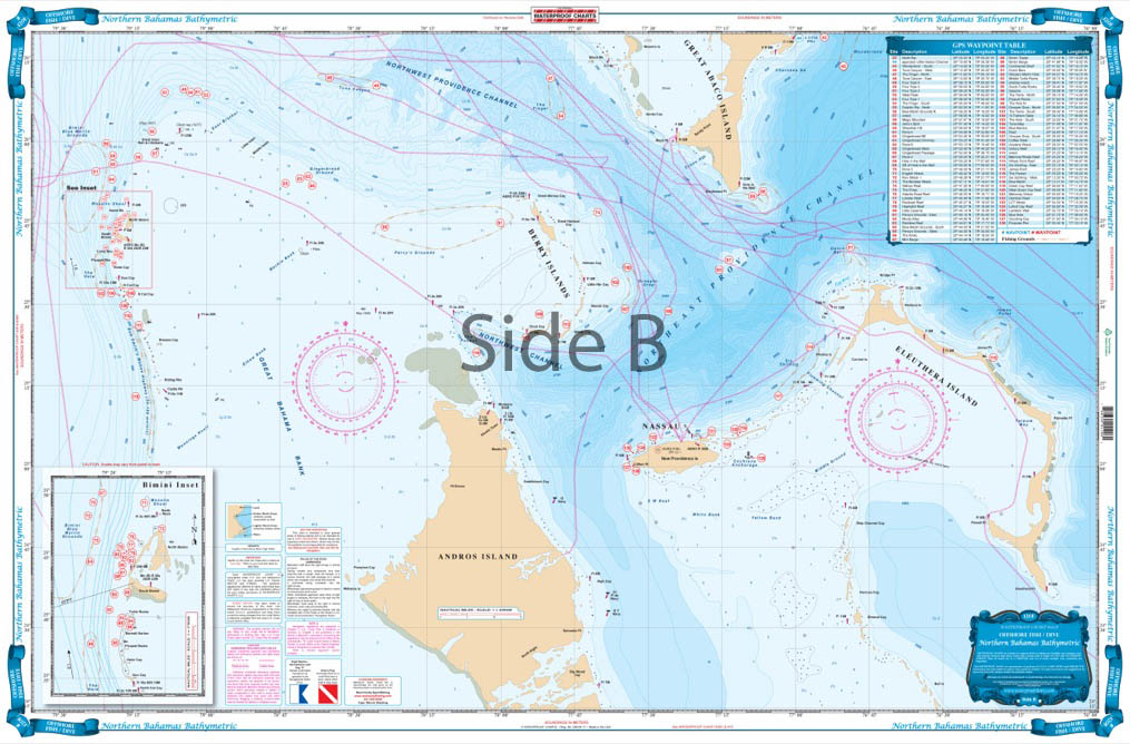 Waterproof Charts 120F Northern Bahamas Bathymetric Fishing
