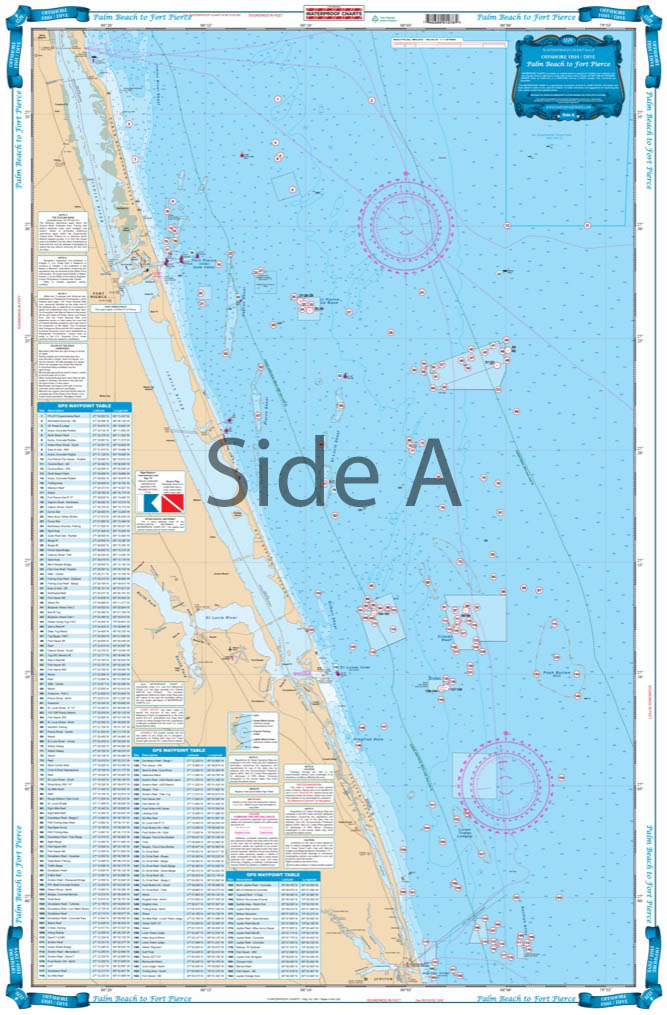 Waterproof Charts 127F Palm Beach to Fort Pierce Fishing Offshore