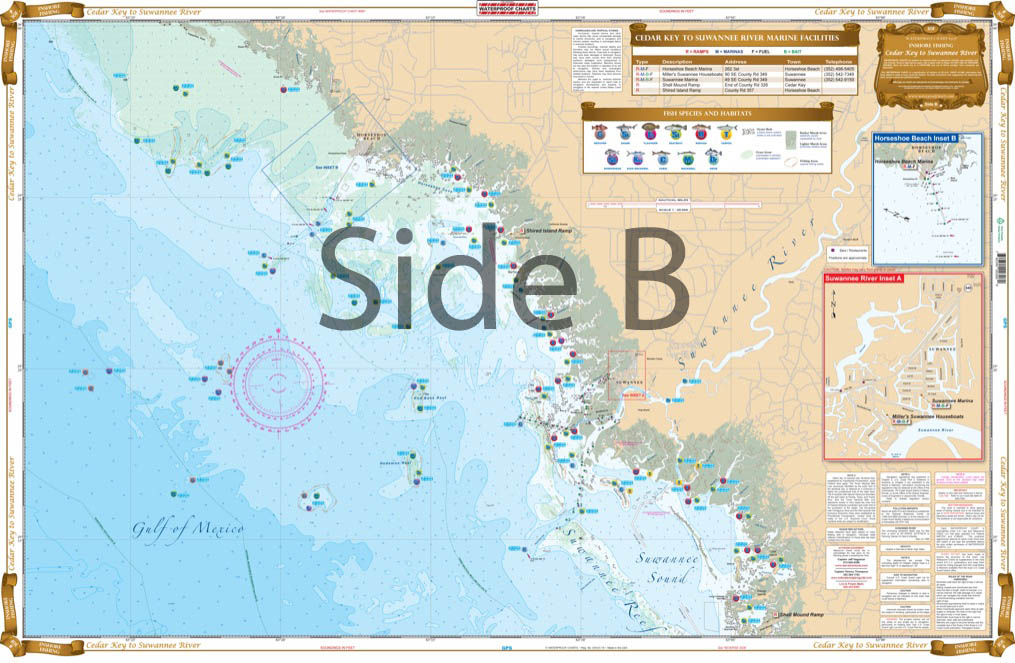 Waterproof Charts 30F Cedar Key to Suwannee River Fishing Inshore