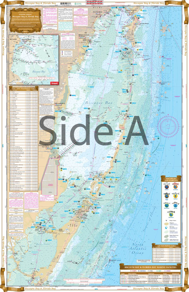 Waterproof Charts 33F Biscayne Bay to Florida Bay Fishing Inshore