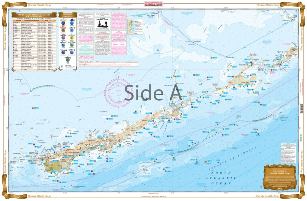 Waterproof Charts 34F Florida Middle Keys Fishing Inshore