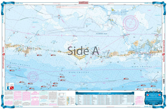 Waterproof Charts 6F Middle Keys Fishing Offshore Fish & Dive