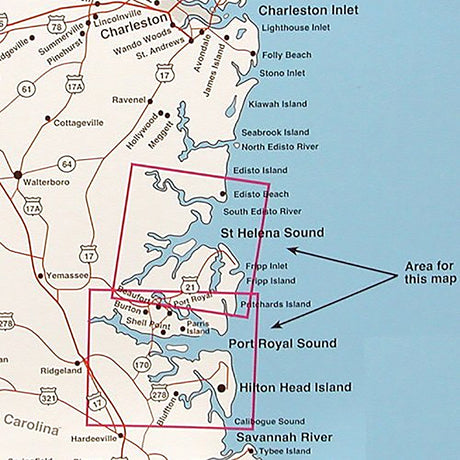 Top Spot Fishing Map N233, Hilton Head to St. Helena Sound Area