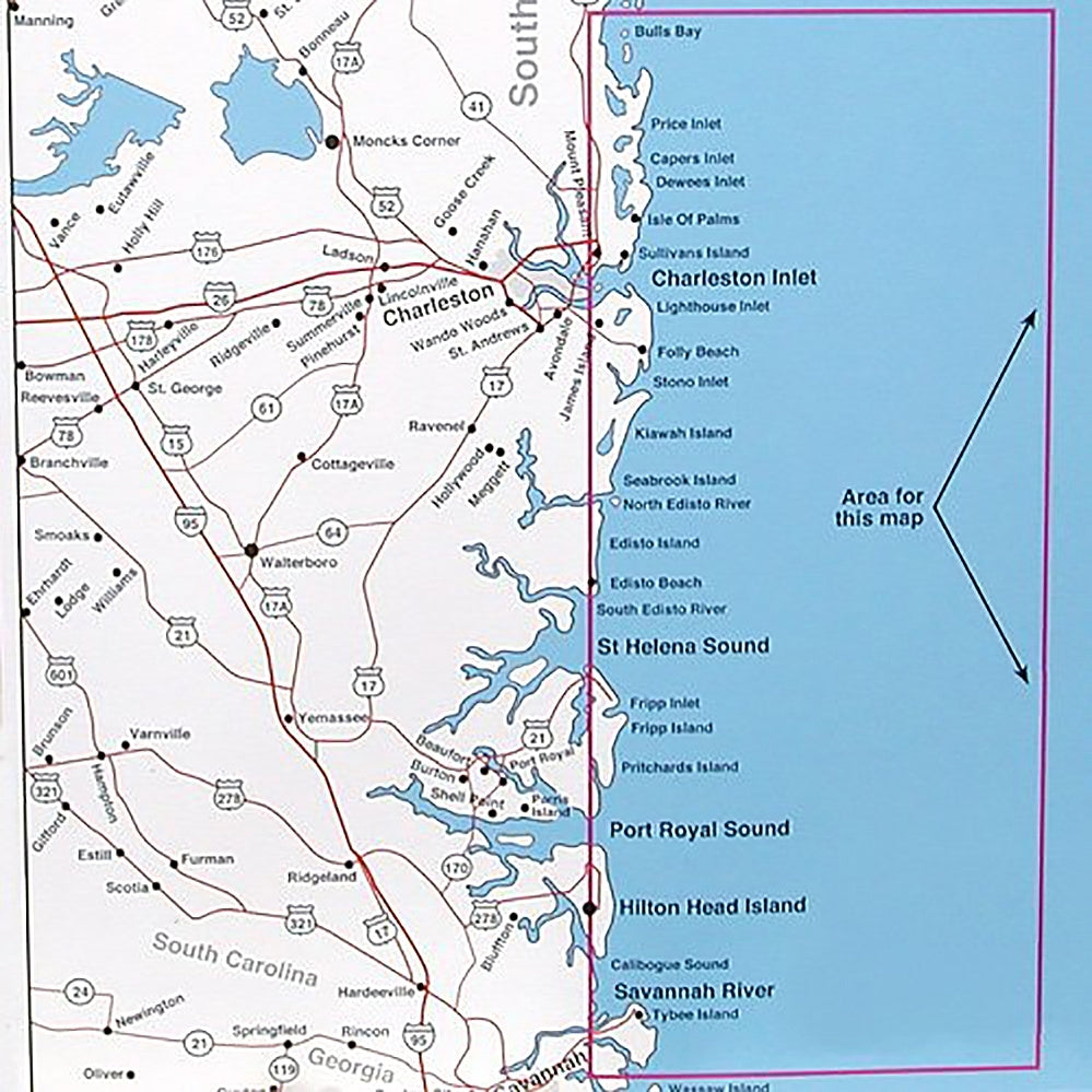 Top Spot Fishing Map N235, Hilton Head to Charleston