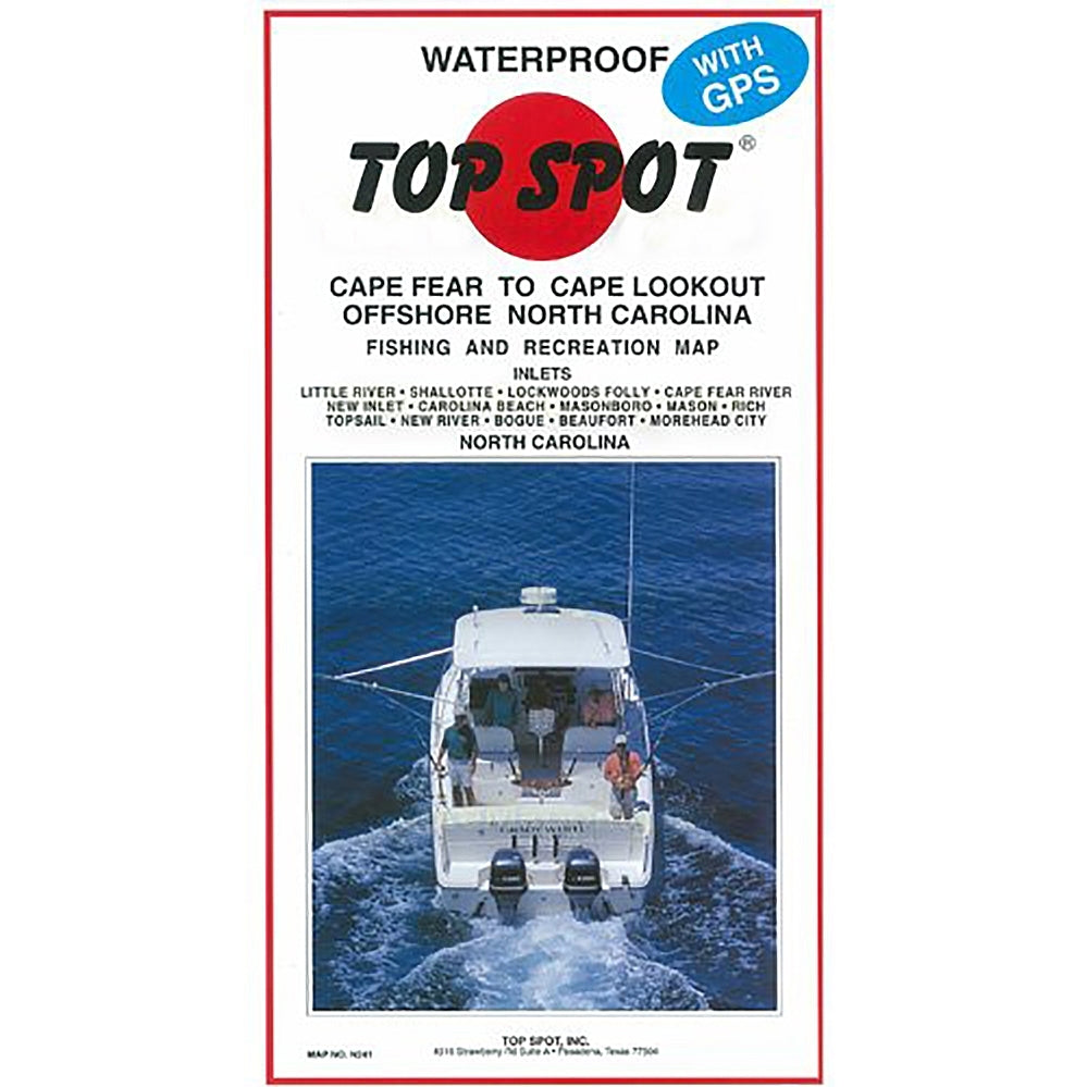 Top Spot Fishing Map N241, North Carolina Offshore, Cape Fear to Cape Lookout