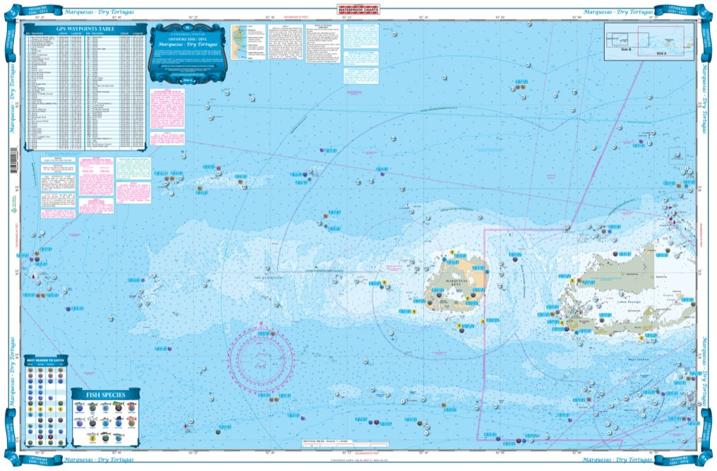 Waterproof Charts 8F Marquesas Dry Tortugas Fishing Offshore Fish &