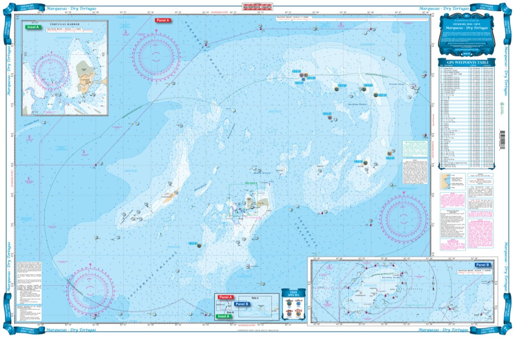 Waterproof Charts 8F Marquesas Dry Tortugas Fishing Offshore Fish &