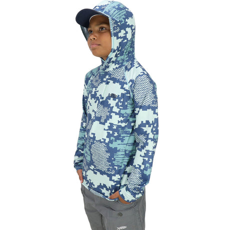 AFTCO Youth Tactical Camo Hooded Long Sleeve Performance Shirt