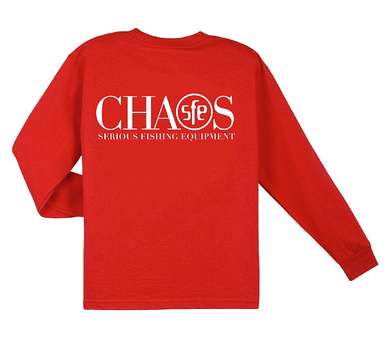 Chaos Long Sleeve SFE T-Shirt Red Size Small | Cotton | Chaos Fishing